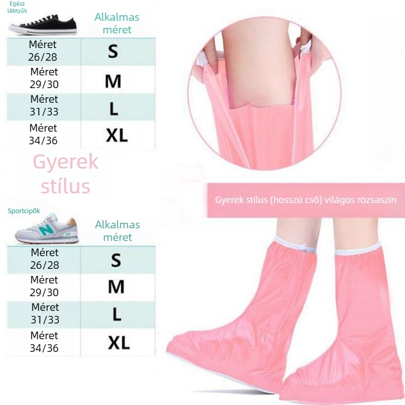 Gyerekek PVC vízálló esőcsizmája (Uniszex, magas szár, 6–8 cm sarok, 1–16 év)