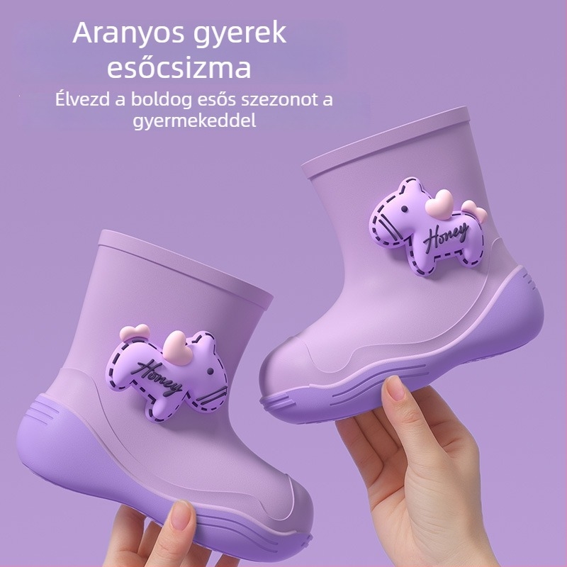 Gyerek PVC esőcsizma Cartoon mintával, minden évszakhoz, levehető béléssel, uniszex, 1–12 éveseknek