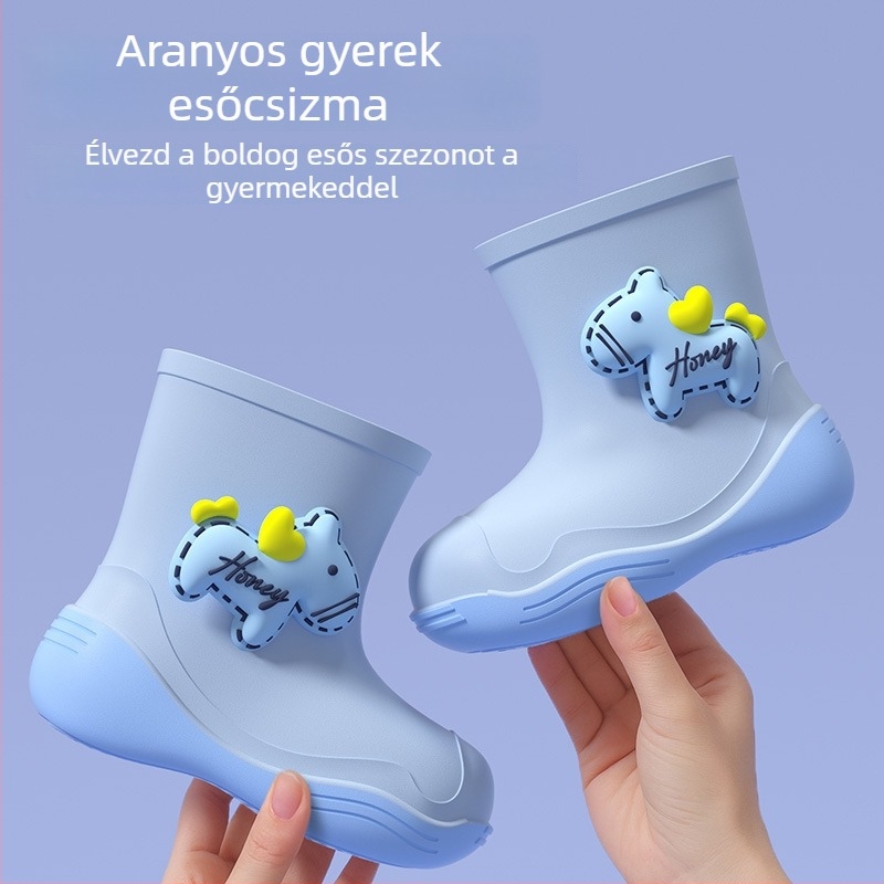 Gyerek PVC esőcsizma Cartoon mintával, minden évszakhoz, levehető béléssel, uniszex, 1–12 éveseknek