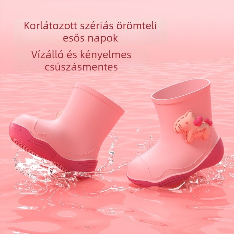 Gyerek PVC esőcsizma Cartoon mintával, minden évszakhoz, levehető béléssel, uniszex, 1–12 éveseknek