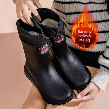 PVC felső részű esőcsizma, középmagas, uniszex felnőtteknek, négy évszakos, slip-on kivitel