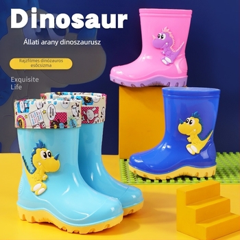 Dinoszaurusz mintás esőcsizma készlet gyermekeknek, PVC felső rész, csúszásmentes belső bélés, egész éves viselet, uniszex