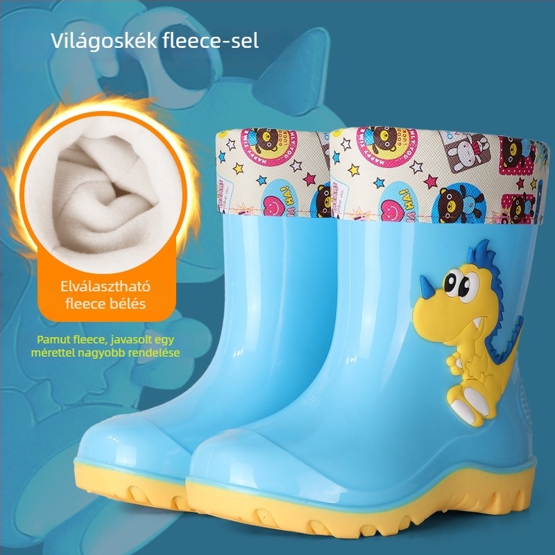 Dinoszaurusz mintás esőcsizma készlet gyermekeknek, PVC felső rész, csúszásmentes belső bélés, egész éves viselet, uniszex