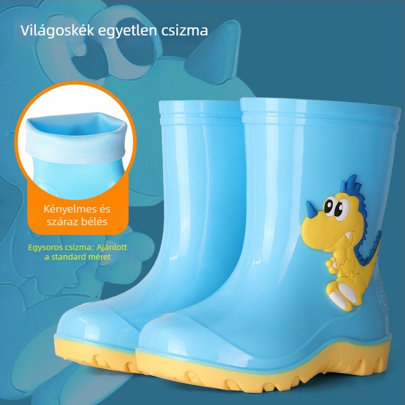 Dinoszaurusz mintás esőcsizma készlet gyermekeknek, PVC felső rész, csúszásmentes belső bélés, egész éves viselet, uniszex