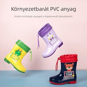 Rajzfilmszerű gyerek esőcsizma, középmagas, vízálló, csúszásmentes, strapabíró, uniszex