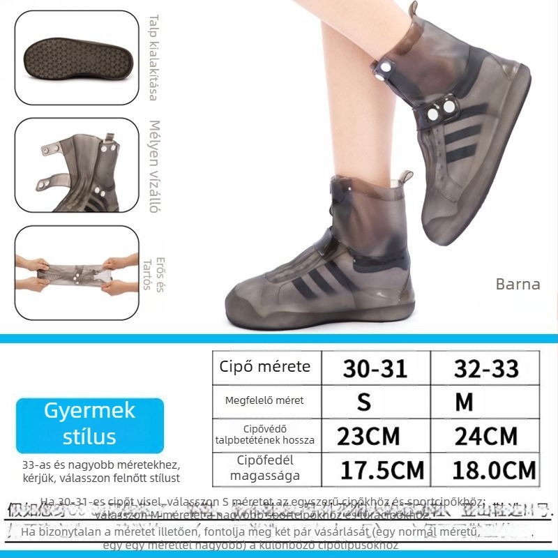 Vízálló cipővédők férfiaknak, nőknek és gyerekeknek; magas cső, vastagított, csúszásmentes és kopásálló védelem esőcipőkhöz.