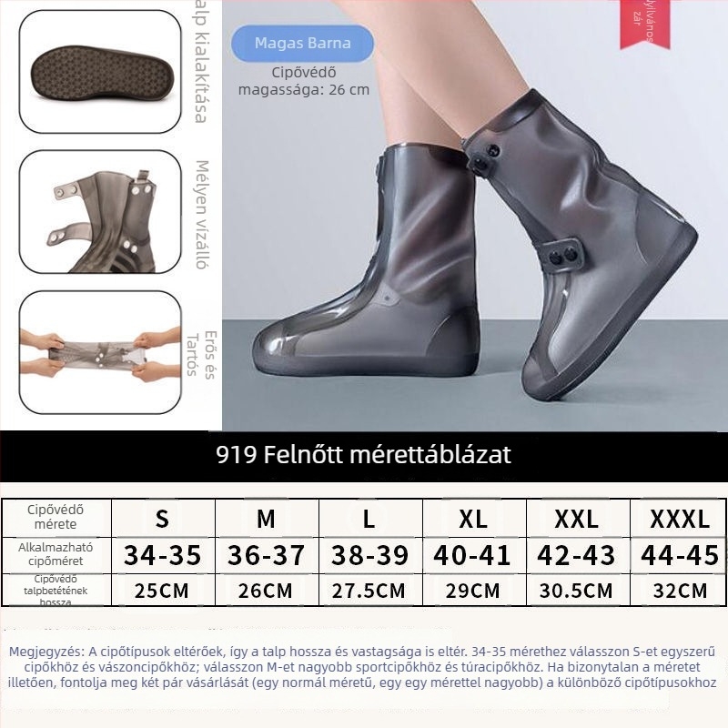 Vízálló cipővédők férfiaknak, nőknek és gyerekeknek; magas cső, vastagított, csúszásmentes és kopásálló védelem esőcipőkhöz.