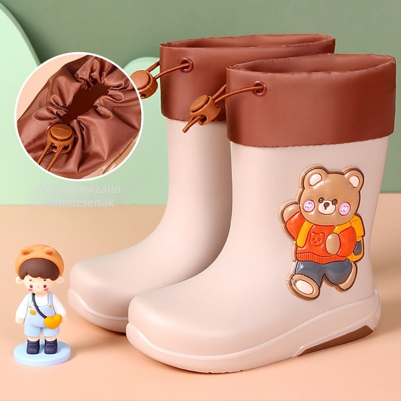 Unisex PVC esőcsizma, fleece-béléssel, vízálló, középmagas szárú, 1–12 éves korosztálynak
