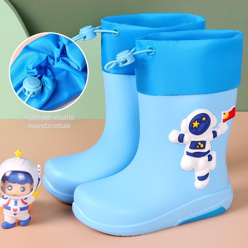 Unisex PVC esőcsizma, fleece-béléssel, vízálló, középmagas szárú, 1–12 éves korosztálynak