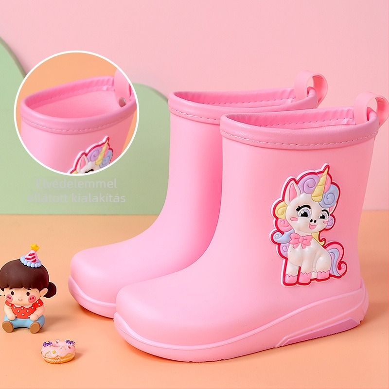 Unisex PVC esőcsizma, fleece-béléssel, vízálló, középmagas szárú, 1–12 éves korosztálynak