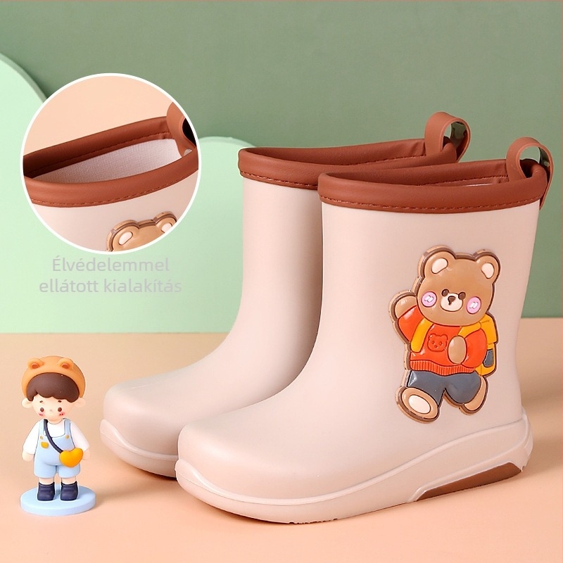 Unisex PVC esőcsizma, fleece-béléssel, vízálló, középmagas szárú, 1–12 éves korosztálynak