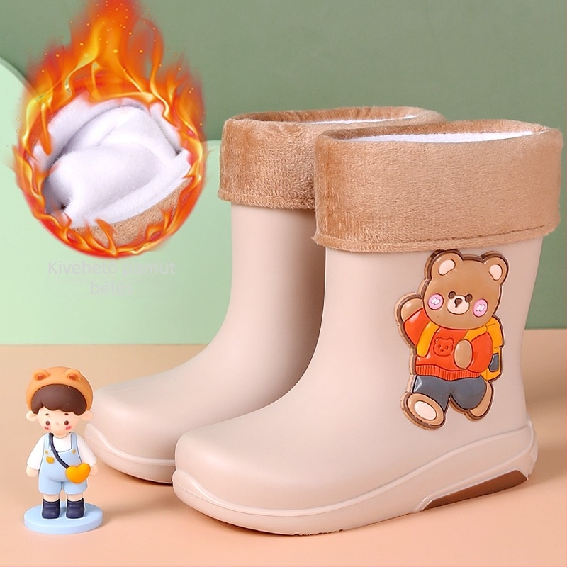 Unisex PVC esőcsizma, fleece-béléssel, vízálló, középmagas szárú, 1–12 éves korosztálynak