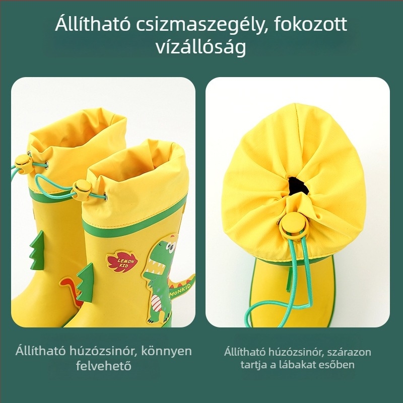 Lemonkid gyerekeknek készült gumicsizma esőre, rajzolt mintával, vízálló, csúszásmentes, középmagas, 7–12 éveseknek