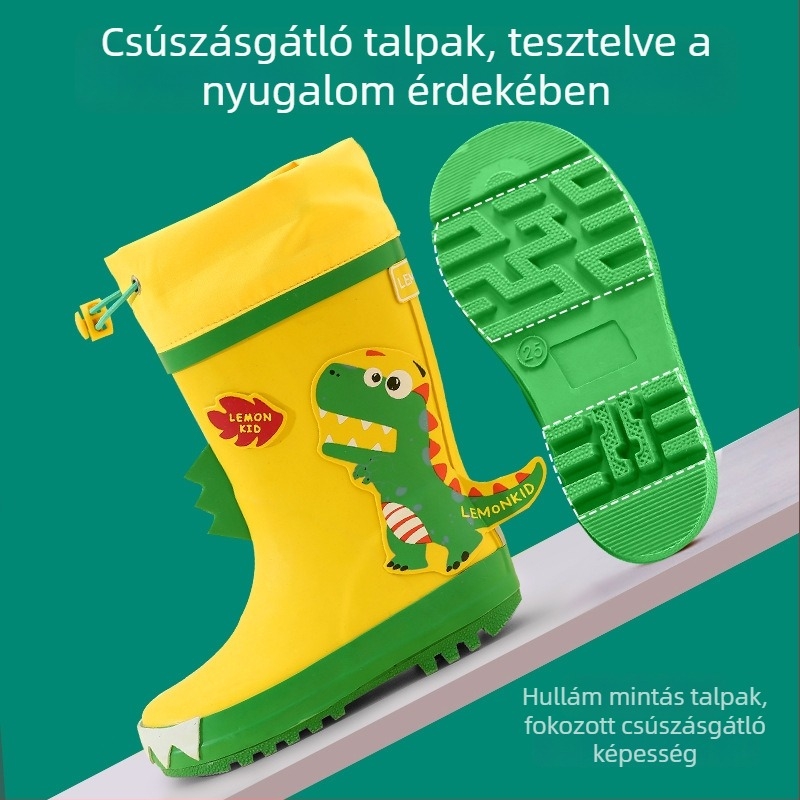 Lemonkid gyerekeknek készült gumicsizma esőre, rajzolt mintával, vízálló, csúszásmentes, középmagas, 7–12 éveseknek