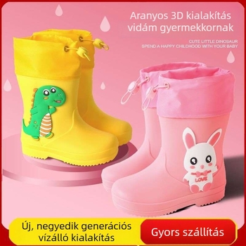 Gyerek PVC esőcsizmák - könnyű, vízálló, csúszásmentes - ősz-tél, 7–12 éveseknek