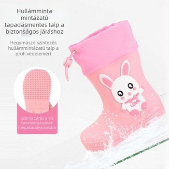 Gyerek PVC esőcsizmák - könnyű, vízálló, csúszásmentes - ősz-tél, 7–12 éveseknek