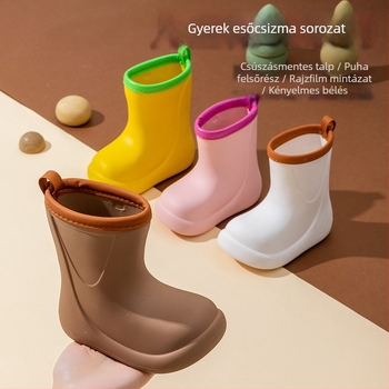 Kapibara gyerek esőcsizma, uniszex, EVA felső rész, csúszásmentes puha talp, alacsony sarkú 1–3 cm, középső cső magasság, 1–12 éves korosztálynak