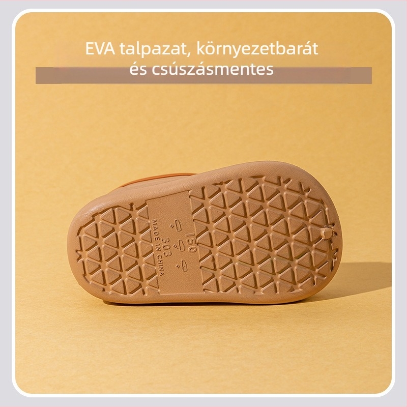Kapibara gyerek esőcsizma, uniszex, EVA felső rész, csúszásmentes puha talp, alacsony sarkú 1–3 cm, középső cső magasság, 1–12 éves korosztálynak