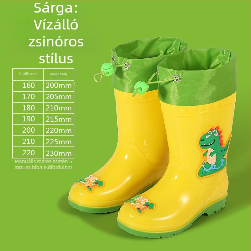 Gyerek esőcsizma rajzfilm mintával, könnyű PVC, fleece béléssel, levehető vízálló szár, csúszásmentes, 1–6 évesek.
