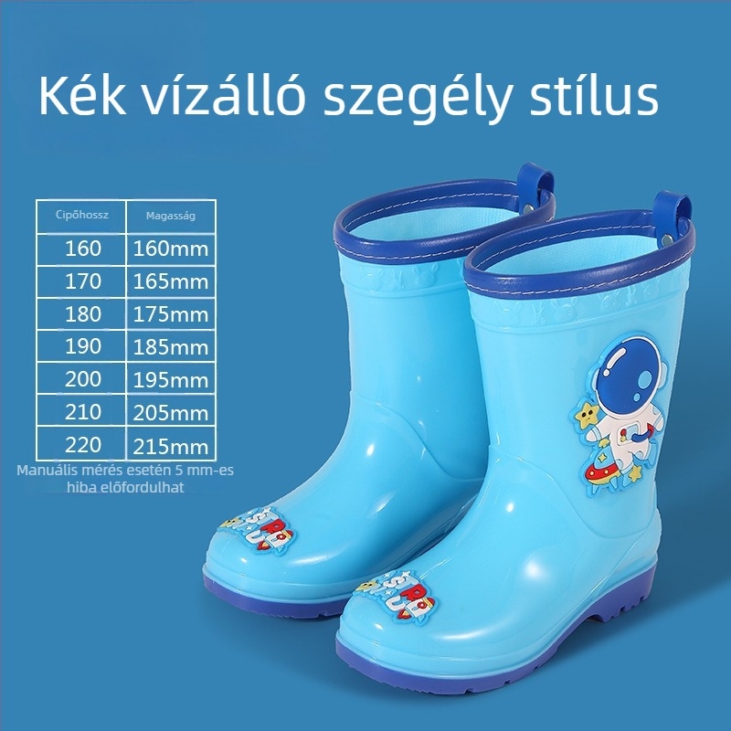 Gyerek esőcsizma rajzfilm mintával, könnyű PVC, fleece béléssel, levehető vízálló szár, csúszásmentes, 1–6 évesek.