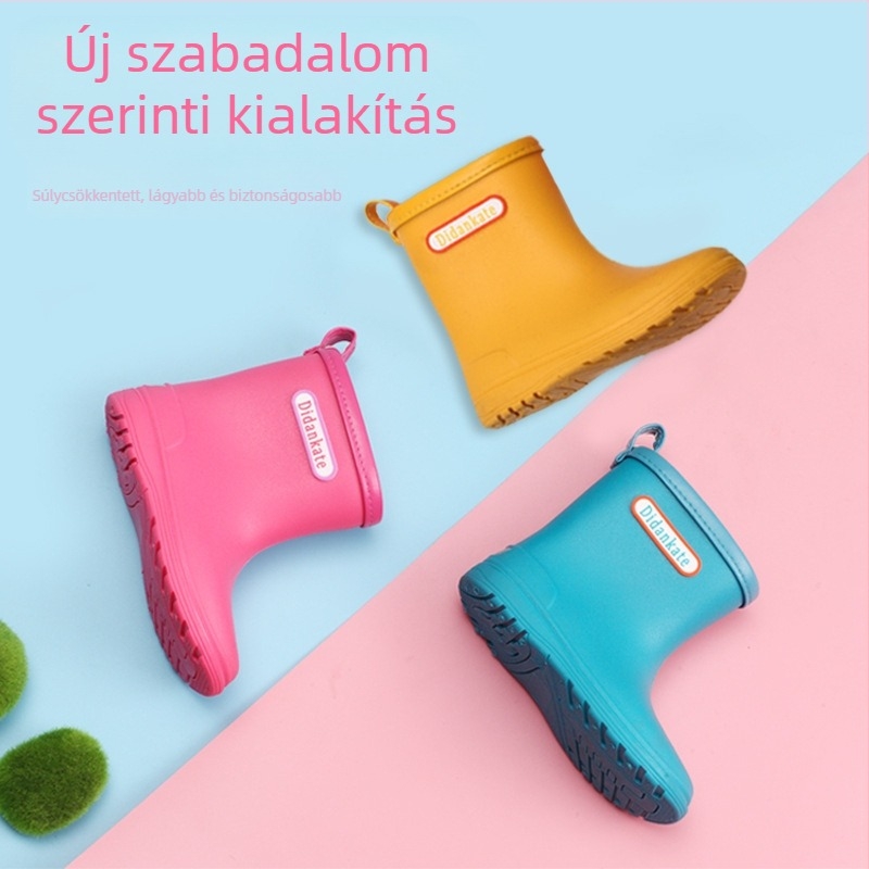 Didankate gyerek esőcsizma – uniszex, középmagas, PVC vízálló, csúszásmentes, könnyű, vastag talp, 4–12 éveseknek