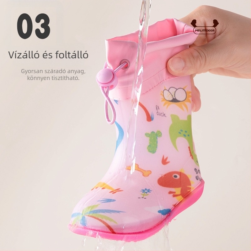 Gyerekeknek készült esőcsizma karikatúra mintával, vízálló, középszárú