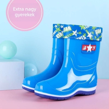 Gyerek esőcsizmák fleece béléses PVC felsőrésszel, csúszásmentes talppal, 7–12 éveseknek