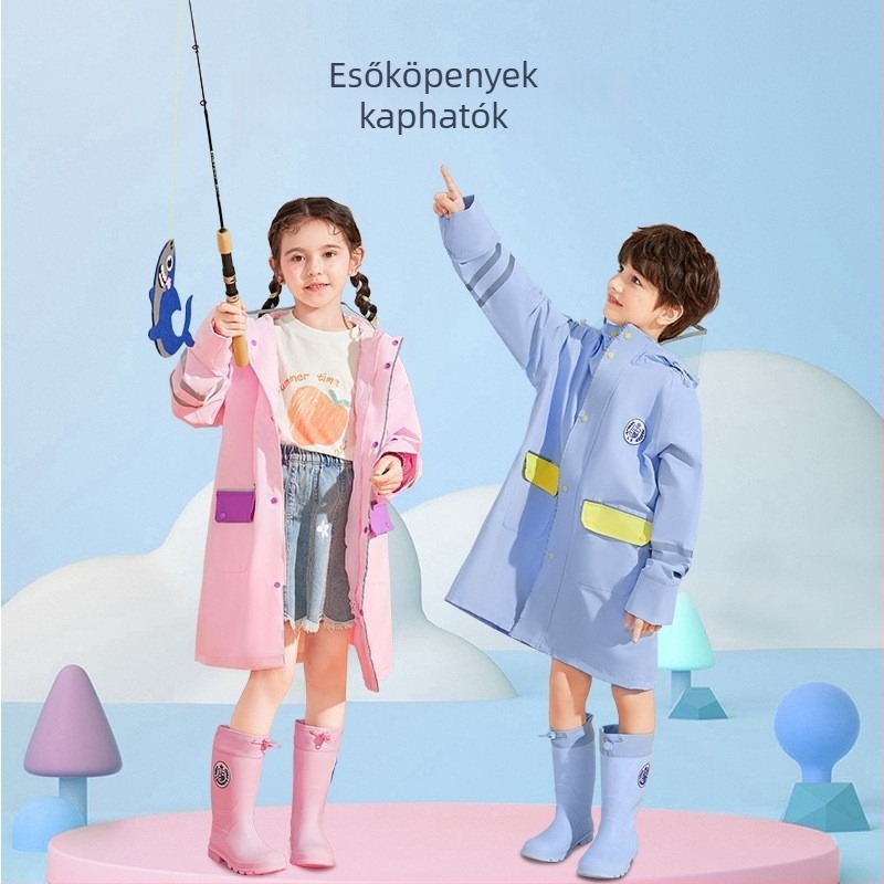 PVC-ből készült gyerek esőcsizma, középmagas, unisex, könnyű, csúszásmentes talppal, egyszínű, 4–12 éveseknek