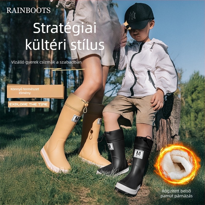 Felnőtt esőcsizmák, PVC felső rész, középmagas szár, lapos talp, vízálló