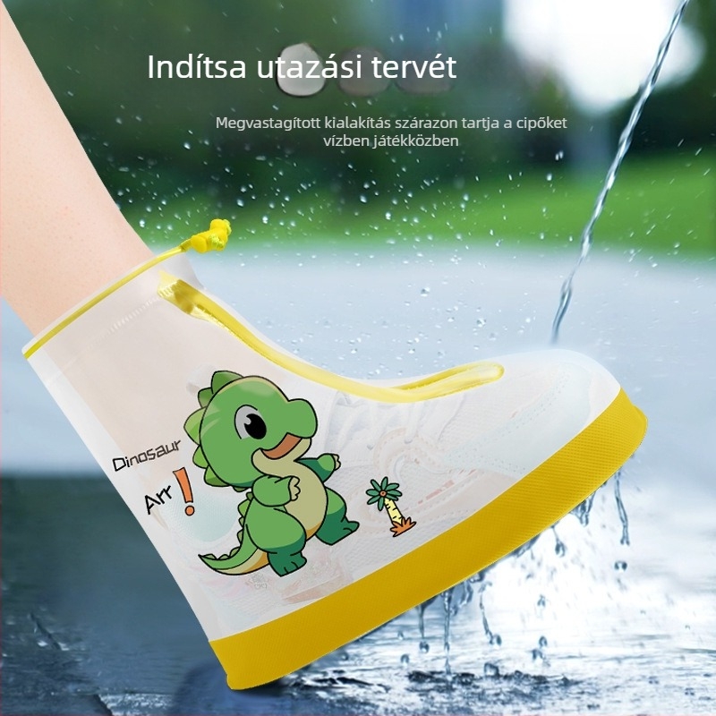 Gyerek PVC cipőfedők karikatúra mintával – vízálló, csúszásmentes, kopásálló, szennyeződés elleni