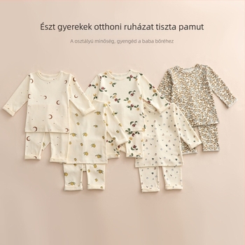 Gyerekeknek szóló 95% pamutból készült otthoni ruházati készlet, uniszex, hosszú ujjú felső és hosszú nadrág, ősz 2025