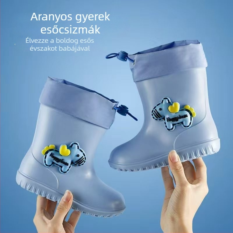Cartoon Pony Gyerekek esőcsizmái, uniszex, fleece belsővel, csúszásmentes talppal, könnyű, vízálló, óvodába és iskolába