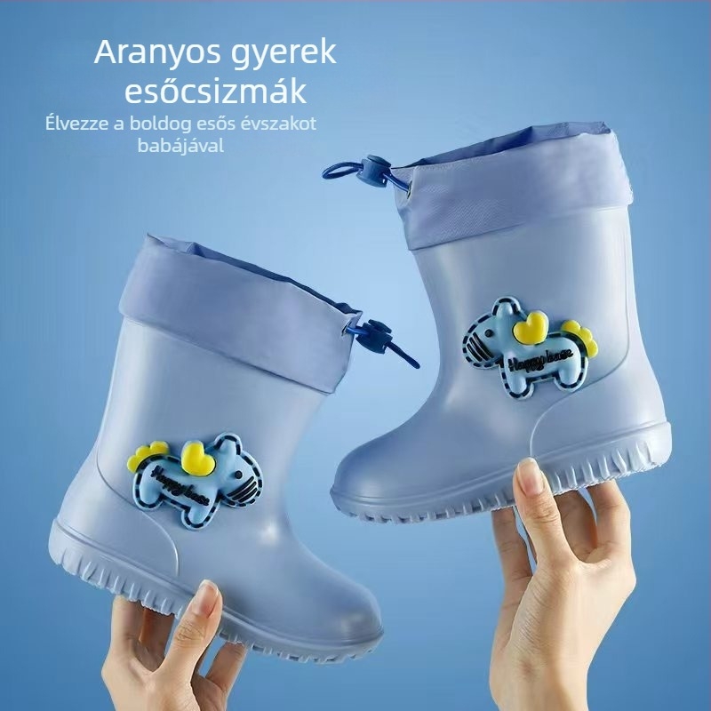 Cartoon Pony Gyerekek esőcsizmái, uniszex, fleece belsővel, csúszásmentes talppal, könnyű, vízálló, óvodába és iskolába