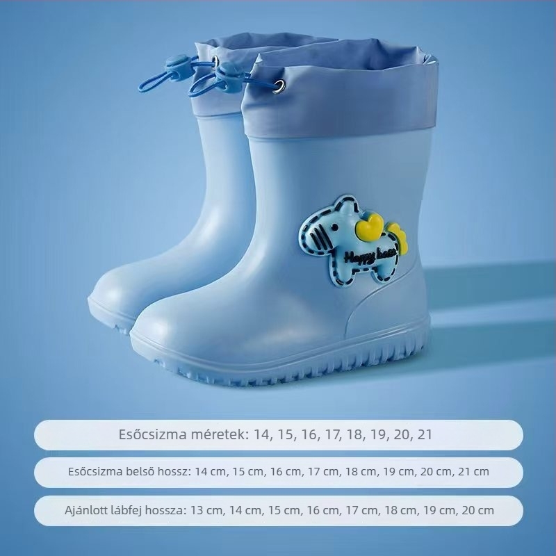 Cartoon Pony Gyerekek esőcsizmái, uniszex, fleece belsővel, csúszásmentes talppal, könnyű, vízálló, óvodába és iskolába