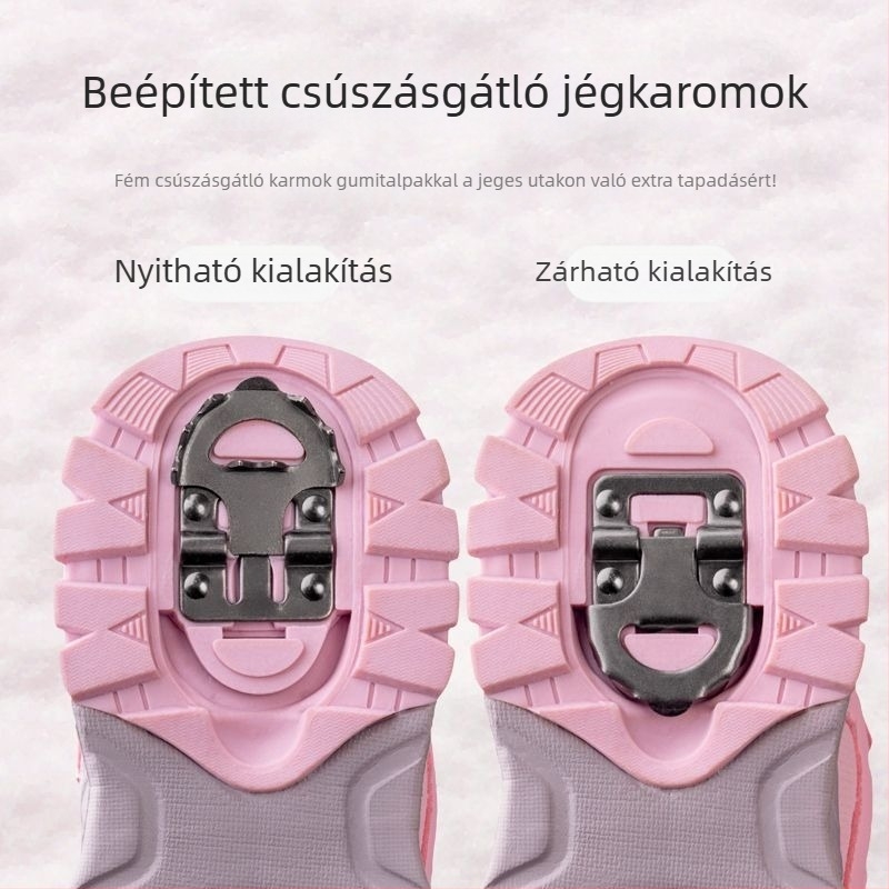 Gyermekek téli bokacipője (uniszex) – textil felsőrész, bolyhos bélés, csúszásmentes talp, 7–16 éveseknek.