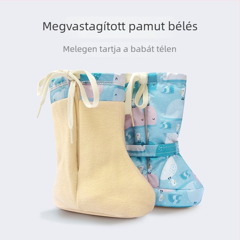 Baba téli csizma meleg fleece béléssel, vízálló, magas szárú puha talppal
