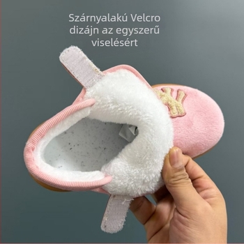 Női bokacsizmák téli, fleece béléssel, felső része mű PU, gumírozott talp, koreai stílus