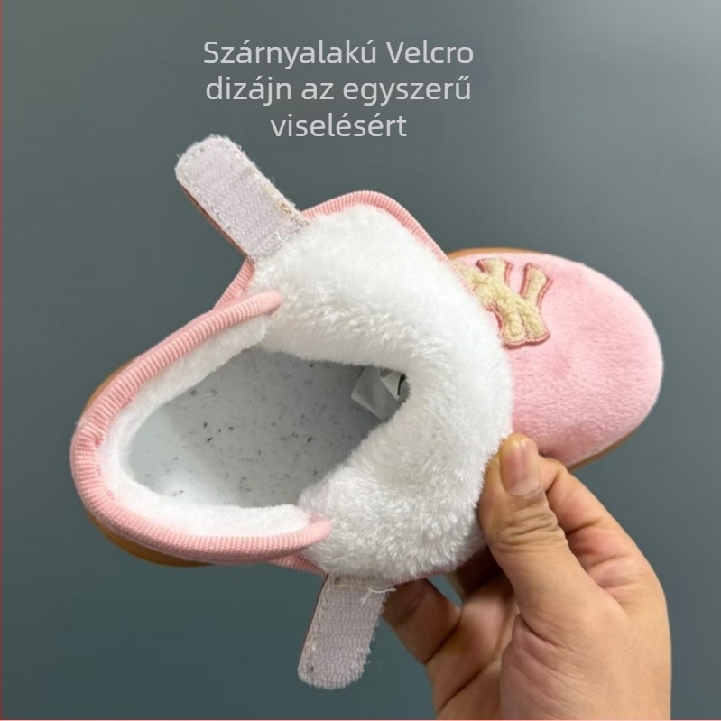 Női bokacsizmák téli, fleece béléssel, felső része mű PU, gumírozott talp, koreai stílus