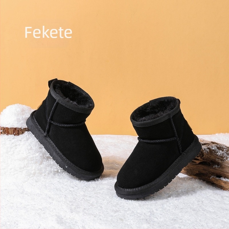 Valódi bőr gyerekeknek készült hócsizma, vízálló, fleece-béléssel