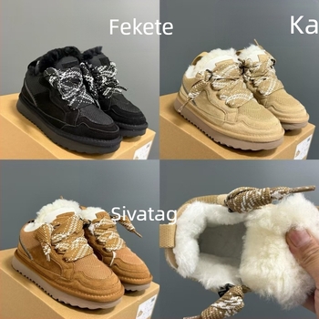 Gyerekek téli bokacipő pamut felsőrésszel, növényi jacquard mintázattal, műanyag talppal, uniszex