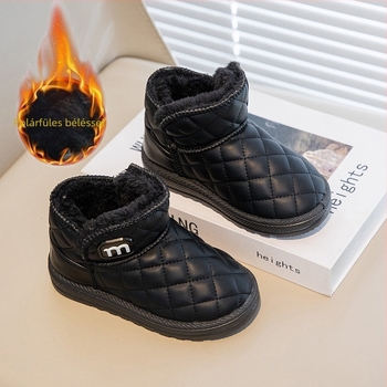 Uniszex gyerek téli bokacipő – szintetikus bőr, meleg bélés, csúszásmentes talp, vízálló, 1–12 éveseknek