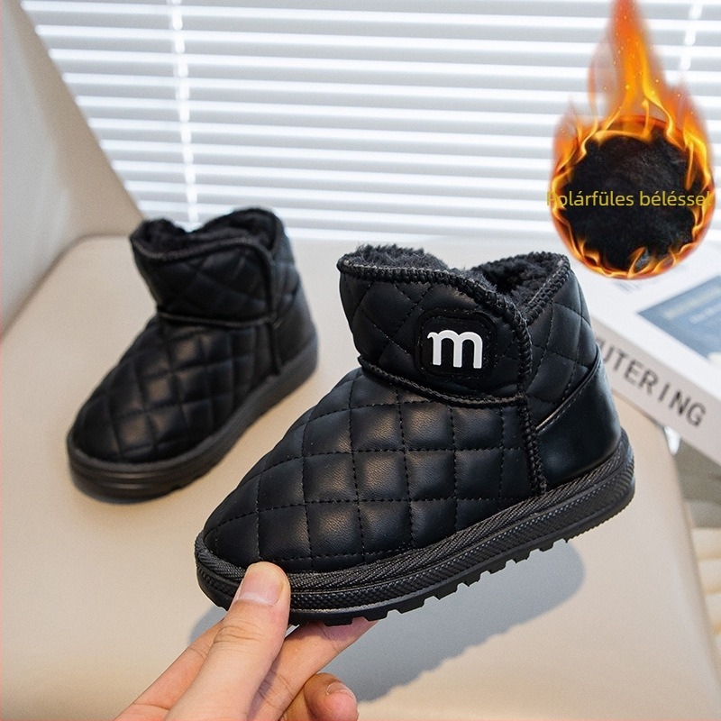 Uniszex gyerek téli bokacipő – szintetikus bőr, meleg bélés, csúszásmentes talp, vízálló, 1–12 éveseknek