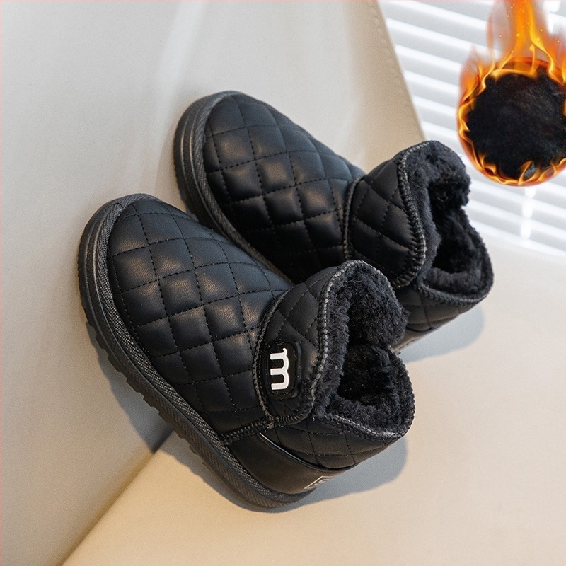 Uniszex gyerek téli bokacipő – szintetikus bőr, meleg bélés, csúszásmentes talp, vízálló, 1–12 éveseknek