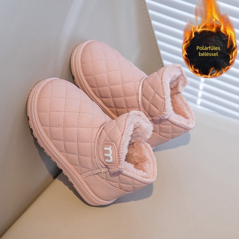 Uniszex gyerek téli bokacipő – szintetikus bőr, meleg bélés, csúszásmentes talp, vízálló, 1–12 éveseknek