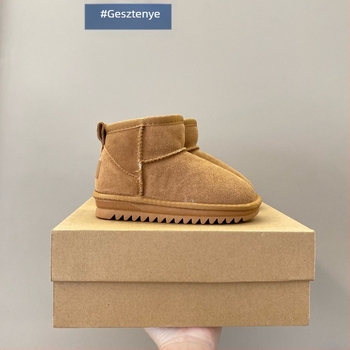 Gyerekeknek szánt bőrszárú bokacsizma, uniszex, fleece bélés, casual stílus, 1–16 éveseknek
