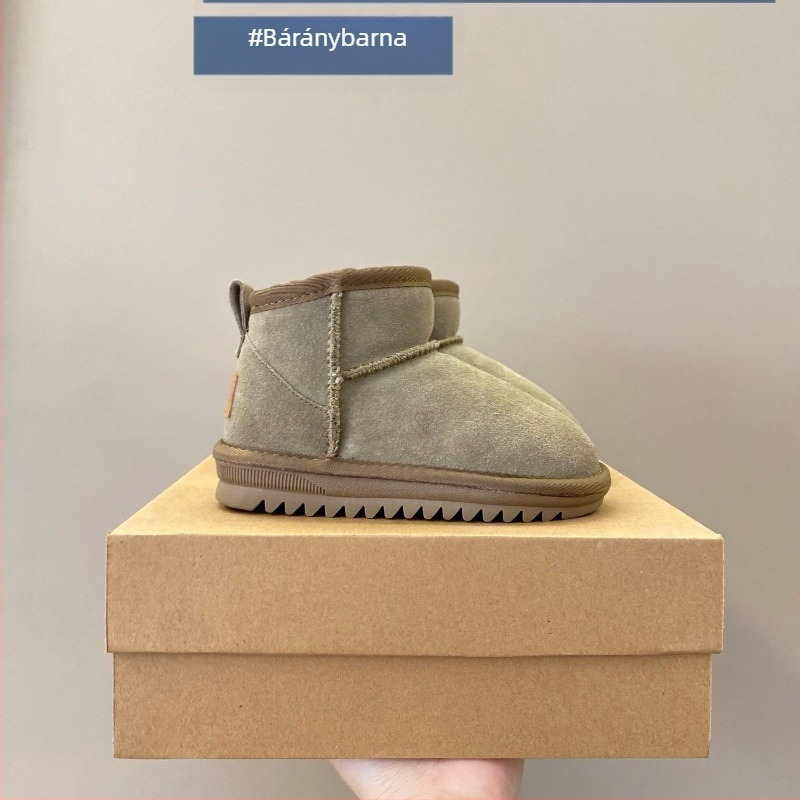 Gyerekeknek szánt bőrszárú bokacsizma, uniszex, fleece bélés, casual stílus, 1–16 éveseknek
