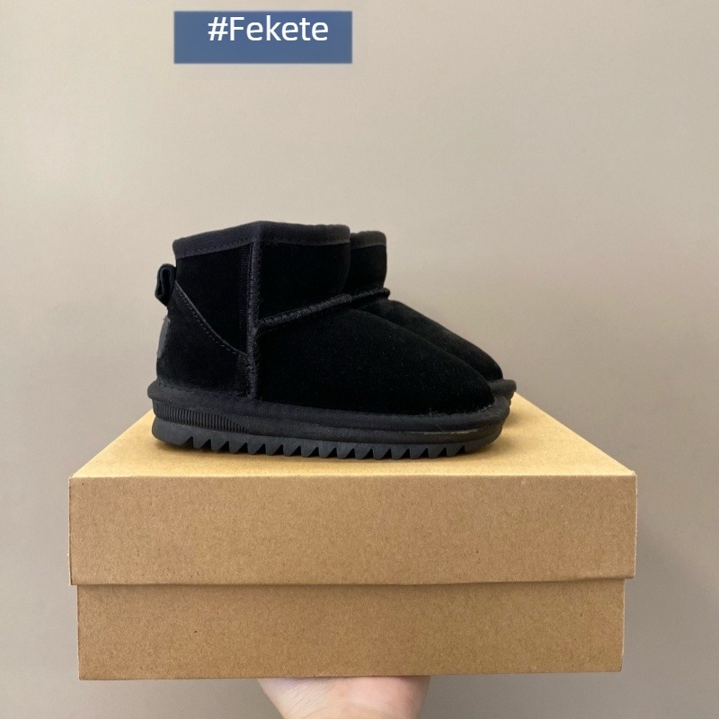 Gyerekeknek szánt bőrszárú bokacsizma, uniszex, fleece bélés, casual stílus, 1–16 éveseknek