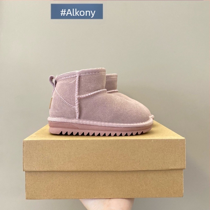 Gyerekeknek szánt bőrszárú bokacsizma, uniszex, fleece bélés, casual stílus, 1–16 éveseknek