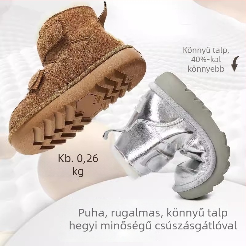 Lányok téli hócsizmái fleece-béléses, vastag, bokáig érő, nagyobb gyermekeknek
