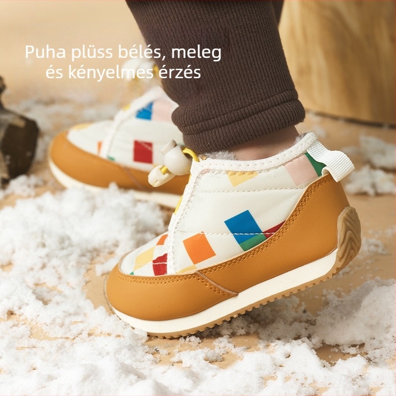 Gyerekeknek szóló bokacsizma meleg béléssel és puha talppal, felsőrész: műbőr + textile, uniszex, 4–6 éveseknek